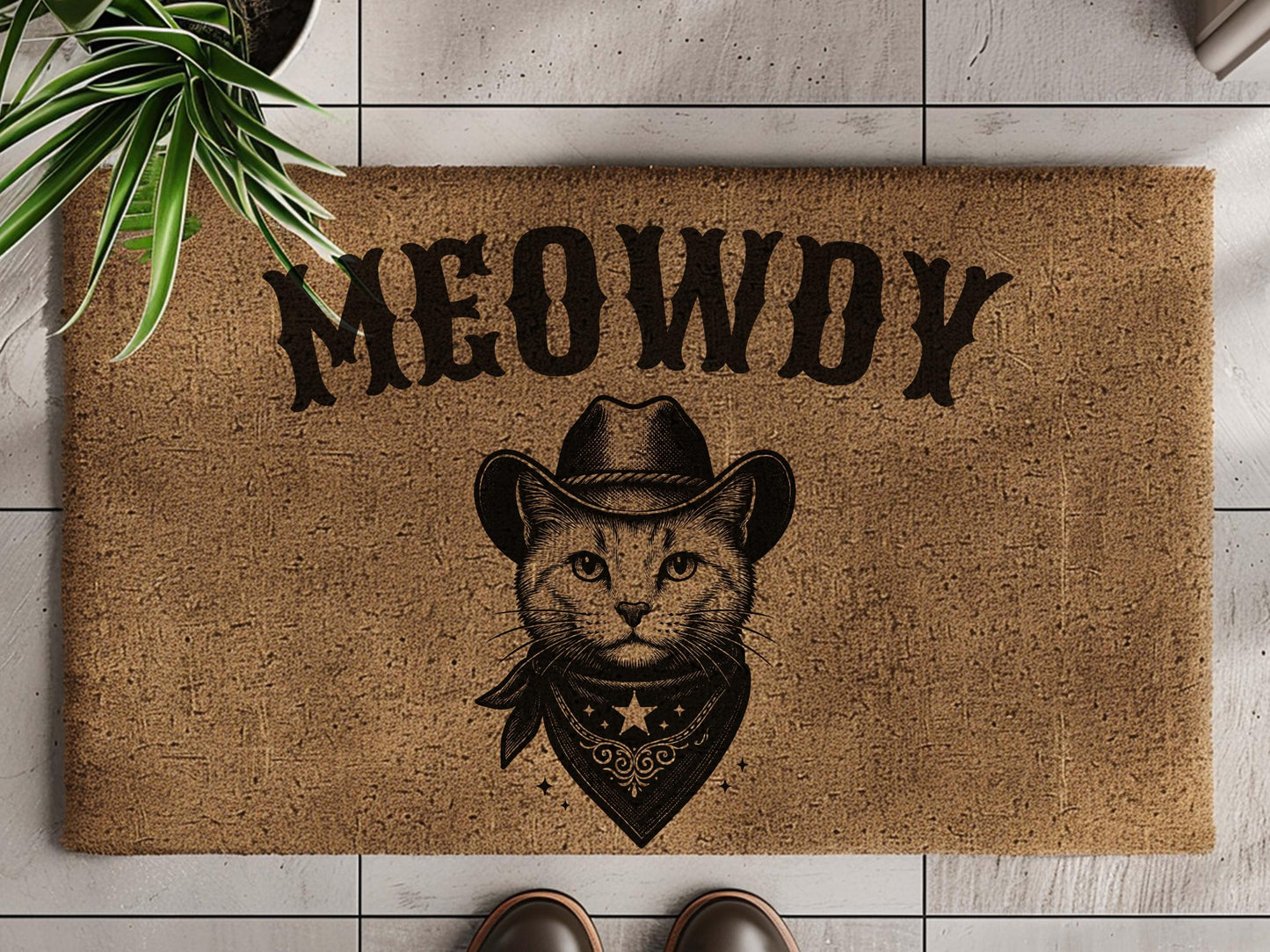 Meowdy Doormat, Funny Door Mat, Cat Doormat, Funny Welcome Mat, Cowboy Doormat, Western Decor, Cat Lover Gift, Cute Doormat, Housewarming