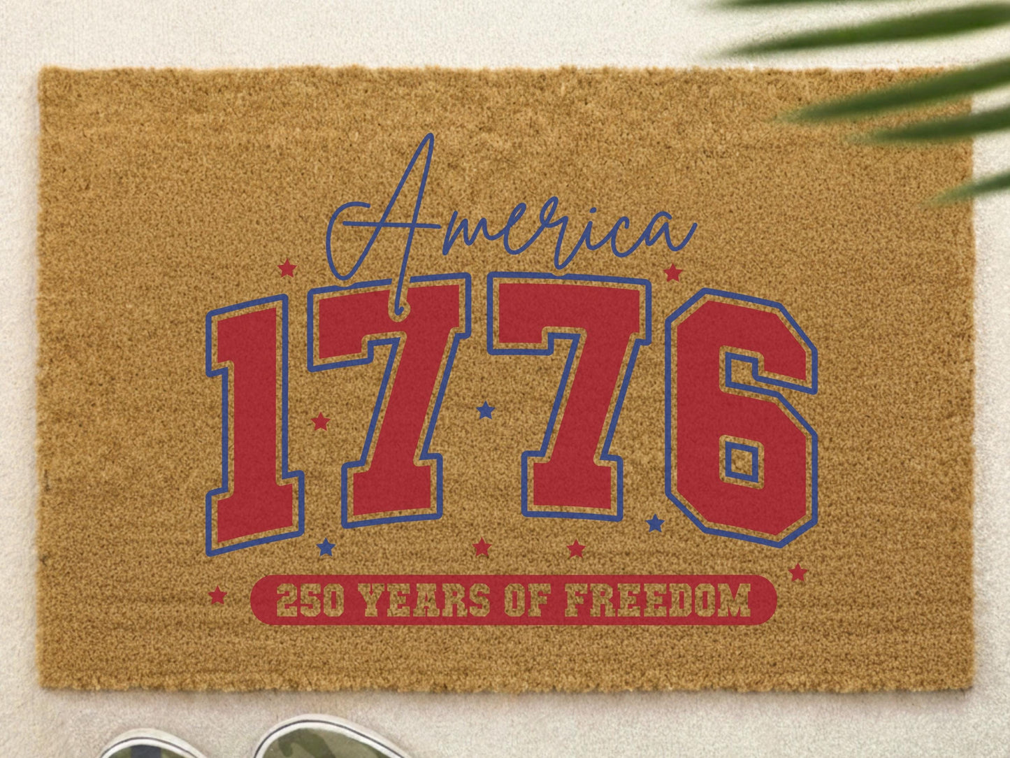 Patriotic America 1776 Doormat, 250 Years Of Freedom Welcome Mat, 4th Of July Porch Decor, Americana Entry Rug