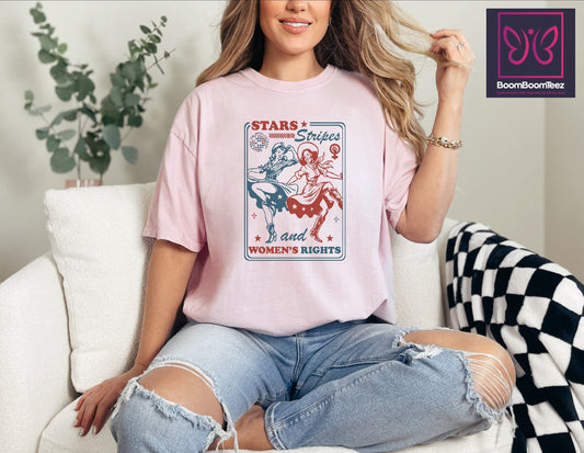 Comfort Colors Vintage Stars Stripes And Womens Rights Shirt, Western Reproductive Rights Shirt, Vote For Social Democrats Gift Shirt