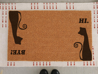 Funny Doormat, Hi Bye Cat Doormat, Gift For Pet Lovers, Welcome Cat Door Mat, Funny Cat Lover Present, Cat Lover Gift, Peeking Cat Mat 20