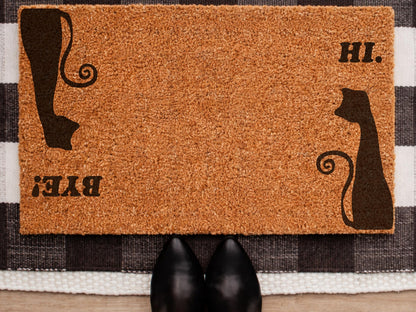 Funny Doormat, Hi Bye Cat Doormat, Gift For Pet Lovers, Welcome Cat Door Mat, Funny Cat Lover Present, Cat Lover Gift, Peeking Cat Mat 20