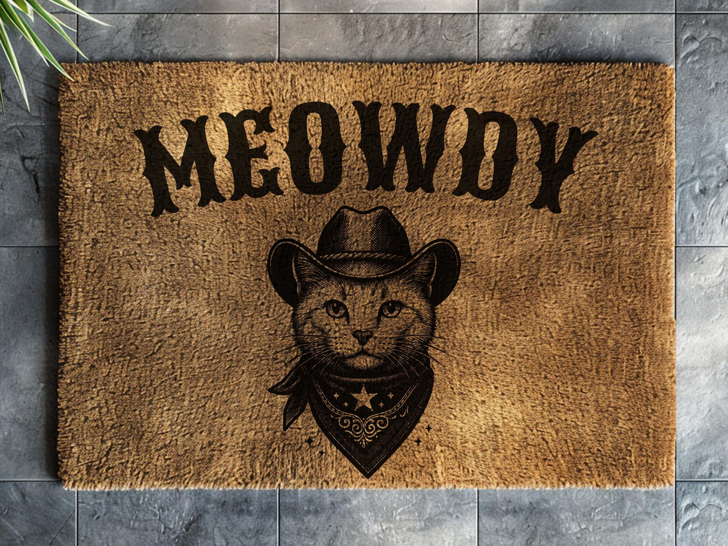 Meowdy Doormat, Funny Door Mat, Cat Doormat, Funny Welcome Mat, Cowboy Doormat, Western Decor, Cat Lover Gift, Cute Doormat, Housewarming