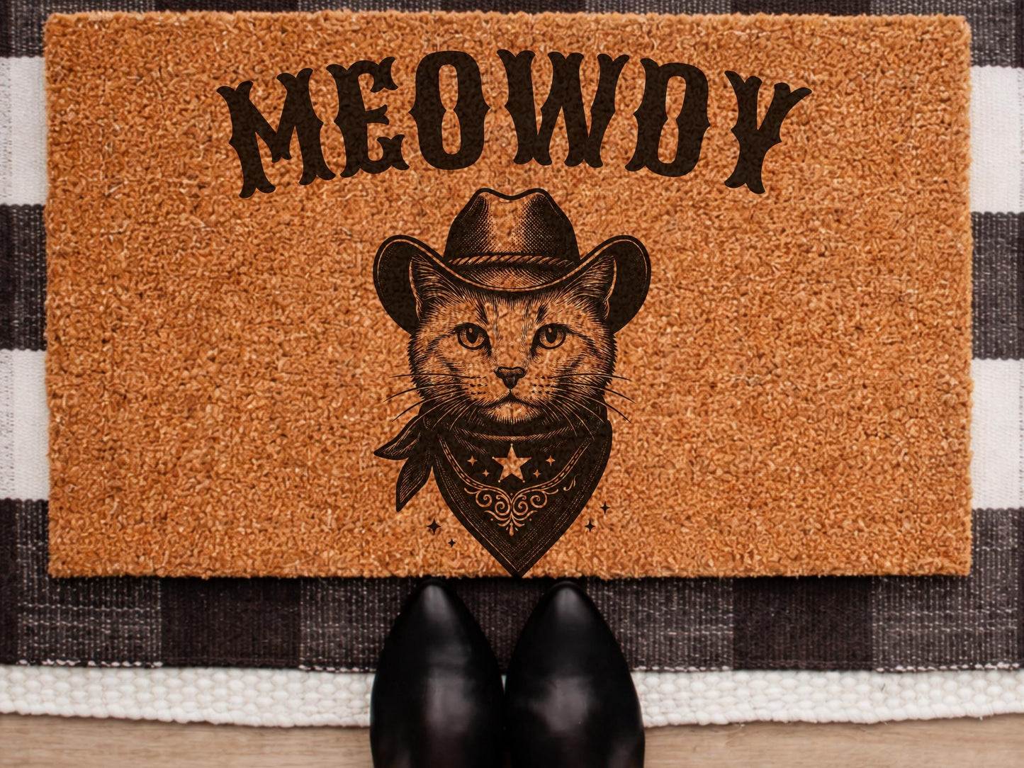 Meowdy Doormat, Funny Door Mat, Cat Doormat, Funny Welcome Mat, Cowboy Doormat, Western Decor, Cat Lover Gift, Cute Doormat, Housewarming