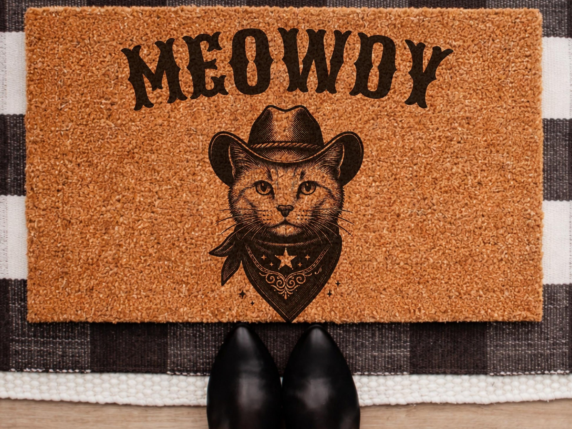 Meowdy Doormat, Funny Door Mat, Cat Doormat, Funny Welcome Mat, Cowboy Doormat, Western Decor, Cat Lover Gift, Cute Doormat, Housewarming
