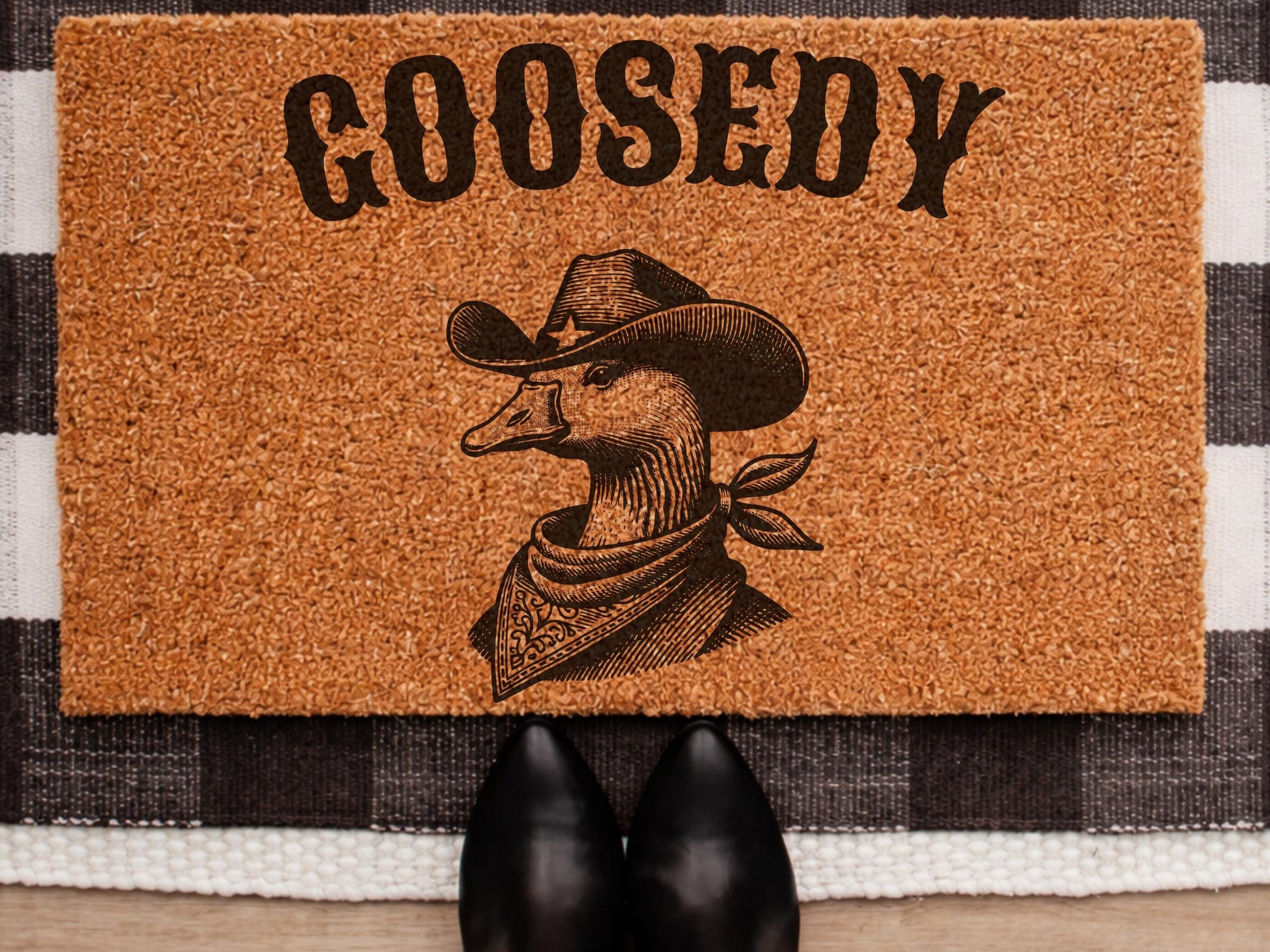 Goosedy Doormat, Funny Door Mat, Goose Doormat, Funny Welcome Mat, Cowboy Doormat, Western Decor, Goose Lover Gift, Cute Doormat, Housewarm