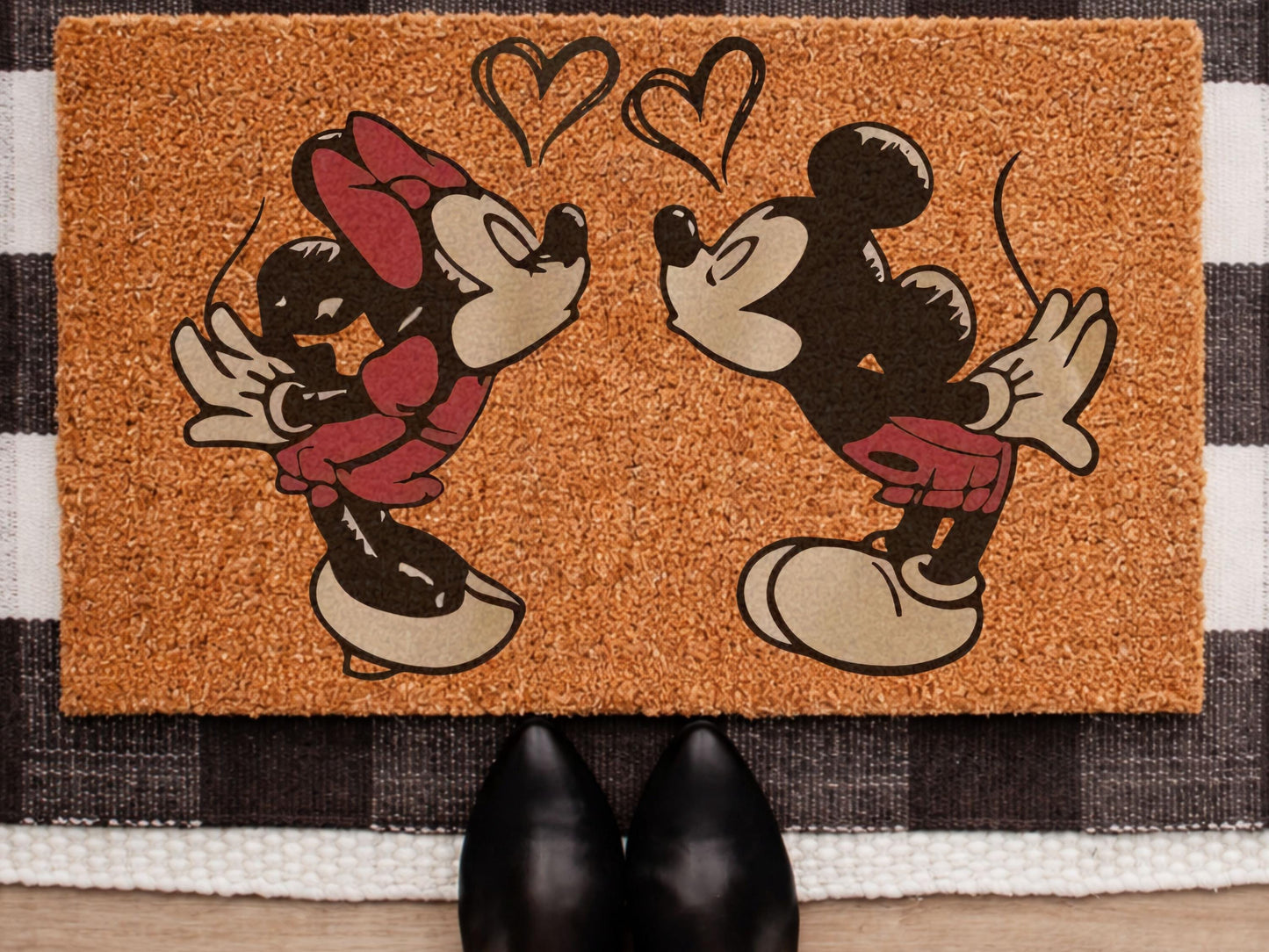 Mickey And Minnie Shirt, Home Sweet Home Disney Doormat, Cute Couple Welcome Mat, Cartoon Front Door Rug, Disney Lovers Gift, Outdoor Mat