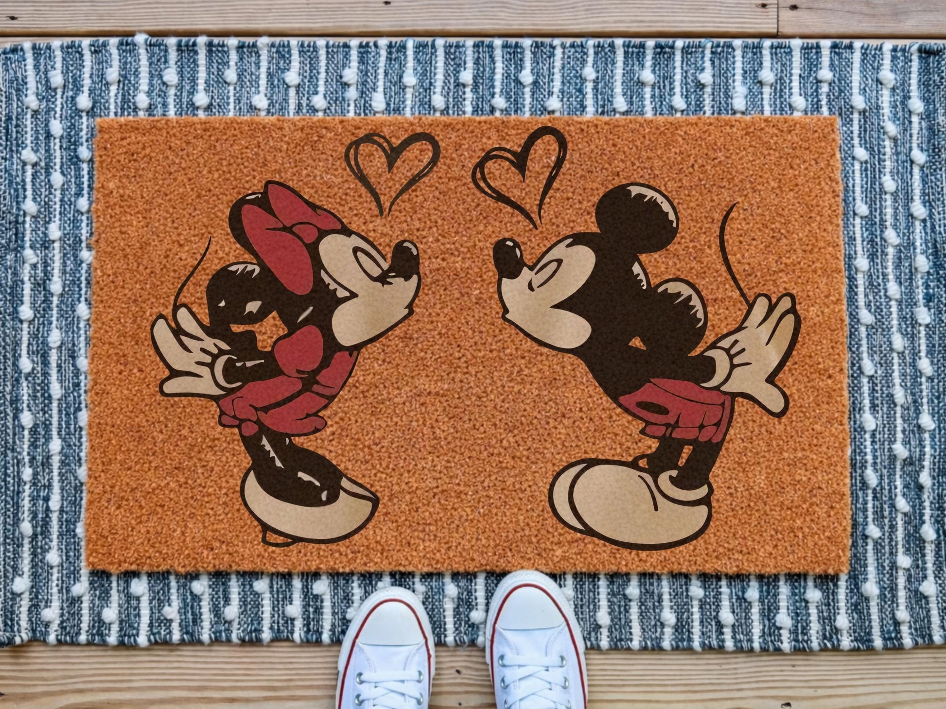Mickey And Minnie Shirt, Home Sweet Home Disney Doormat, Cute Couple Welcome Mat, Cartoon Front Door Rug, Disney Lovers Gift, Outdoor Mat