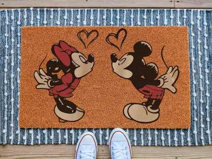 Mickey And Minnie Shirt, Home Sweet Home Disney Doormat, Cute Couple Welcome Mat, Cartoon Front Door Rug, Disney Lovers Gift, Outdoor Mat
