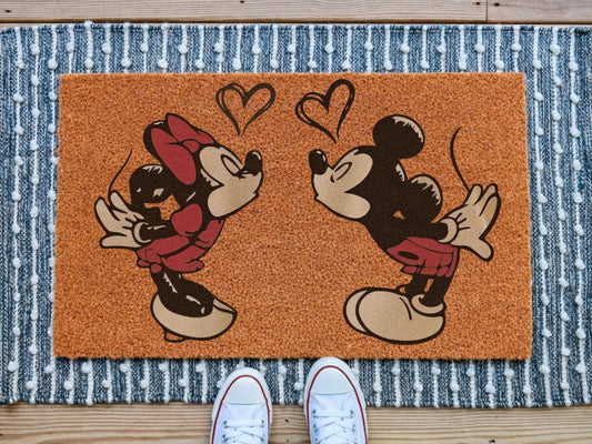 Mickey And Minnie Shirt, Home Sweet Home Disney Doormat, Cute Couple Welcome Mat, Cartoon Front Door Rug, Disney Lovers Gift, Outdoor Mat