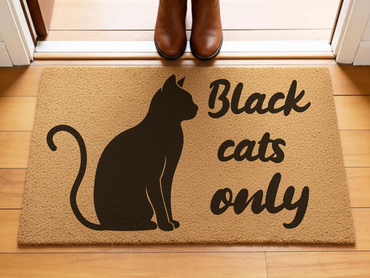 Black Cats Only Doormat ,funny Cat Lover Welcome Mat, Cat Home Decor, Pet Owner Front Door Mat Gift