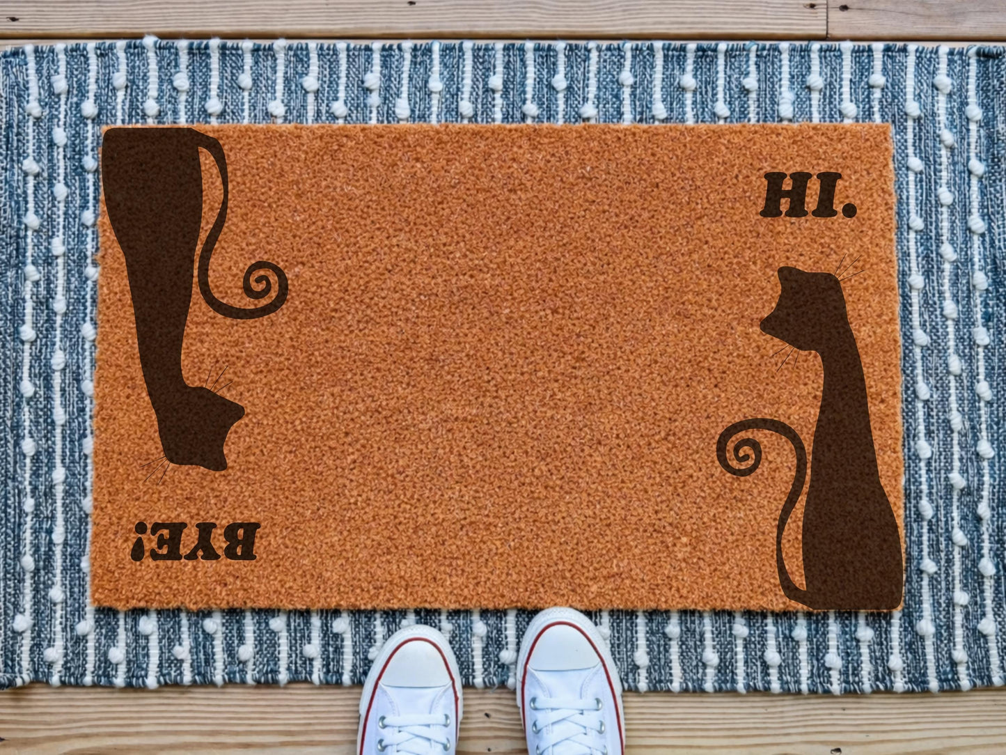Funny Doormat, Hi Bye Cat Doormat, Gift For Pet Lovers, Welcome Cat Door Mat, Funny Cat Lover Present, Cat Lover Gift, Peeking Cat Mat 20