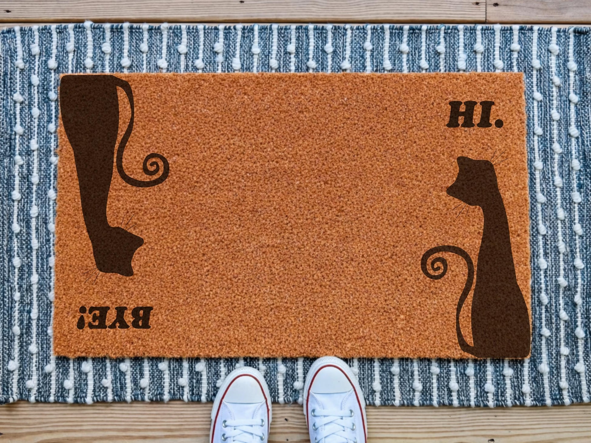 Funny Doormat, Hi Bye Cat Doormat, Gift For Pet Lovers, Welcome Cat Door Mat, Funny Cat Lover Present, Cat Lover Gift, Peeking Cat Mat 20