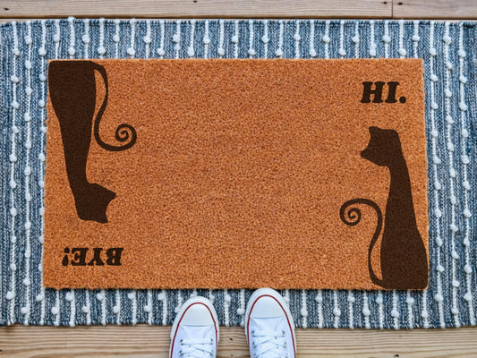 Funny Doormat, Hi Bye Cat Doormat, Gift For Pet Lovers, Welcome Cat Door Mat, Funny Cat Lover Present, Cat Lover Gift, Peeking Cat Mat 20