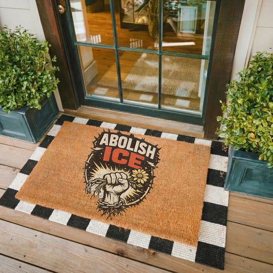 Abolish Ice No Human Is Illegal Doormat, Colorful Doormat, Outdoor Decor, Front Doormat, Porch Decor, Protest Doormat, Political Decor