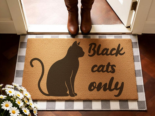 Black Cats Only Doormat ,funny Cat Lover Welcome Mat, Cat Home Decor, Pet Owner Front Door Mat Gift