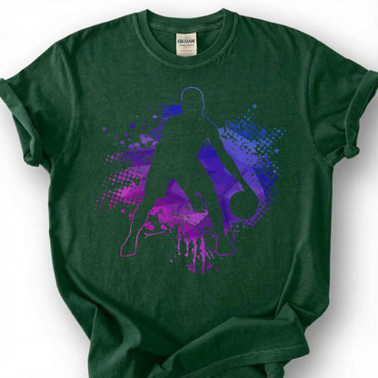 Purple Basketball Player Silhouette Shirt, Splatter Paint Basketball T-Shirt, Abstract Basketball Art Tee, Basketball Graffiti Gift
