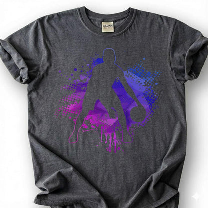 Purple Basketball Player Silhouette Shirt, Splatter Paint Basketball T-Shirt, Abstract Basketball Art Tee, Basketball Graffiti Gift