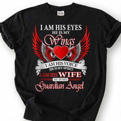 Guardian Angel Wife Shirt, Memorial Wings Heart Tee, Grieving Widow Tribute T-Shirt, Loving Husband Heaven Top, Lost Spouse Remembrance Gift