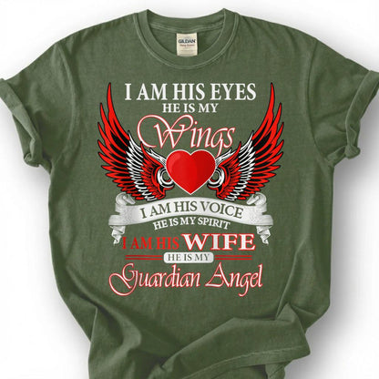 Guardian Angel Wife Shirt, Memorial Wings Heart Tee, Grieving Widow Tribute T-Shirt, Loving Husband Heaven Top, Lost Spouse Remembrance Gift