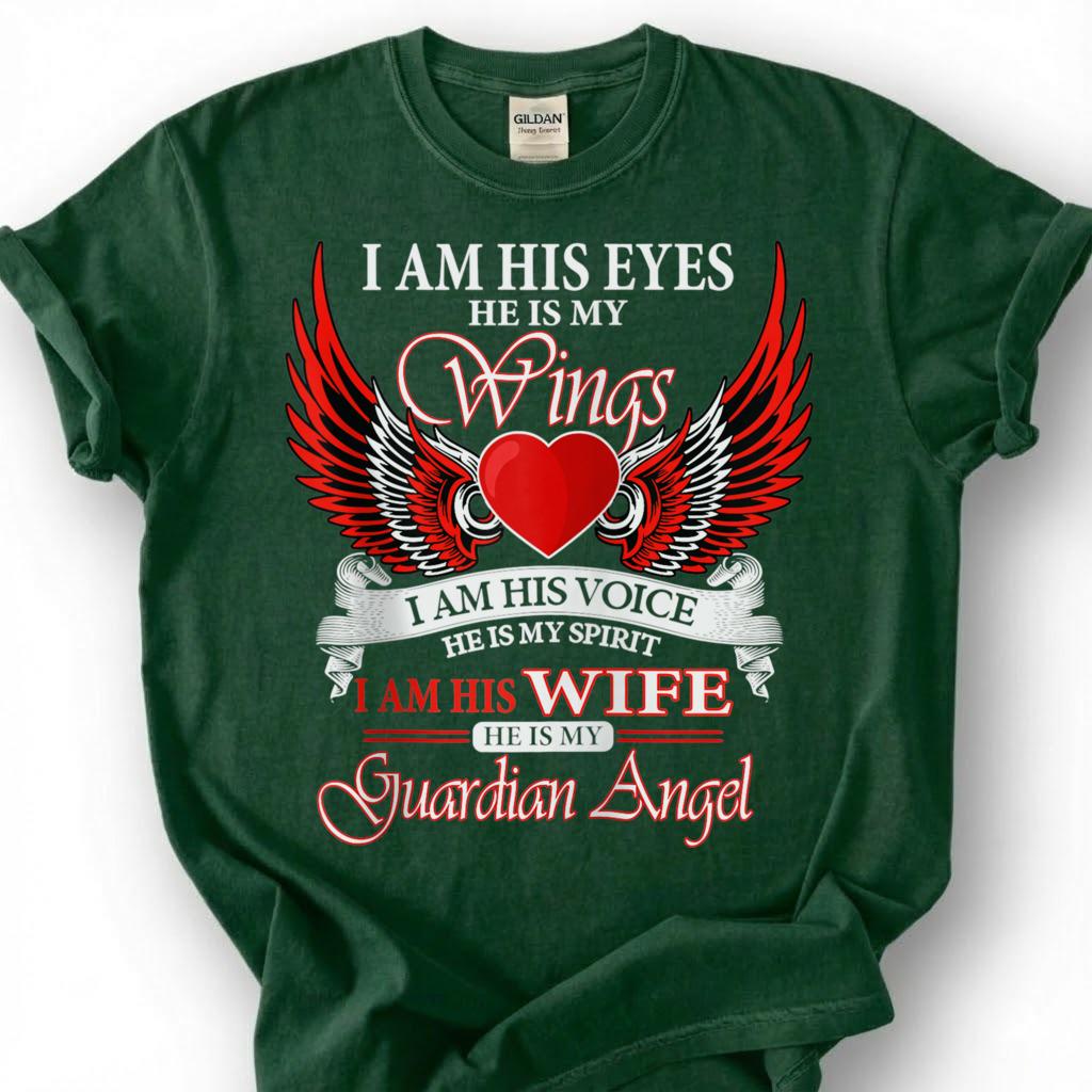 Guardian Angel Wife Shirt, Memorial Wings Heart Tee, Grieving Widow Tribute T-Shirt, Loving Husband Heaven Top, Lost Spouse Remembrance Gift
