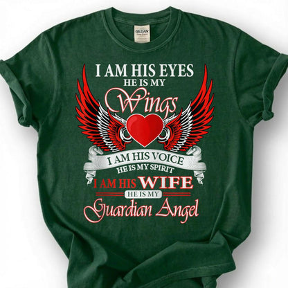 Guardian Angel Wife Shirt, Memorial Wings Heart Tee, Grieving Widow Tribute T-Shirt, Loving Husband Heaven Top, Lost Spouse Remembrance Gift
