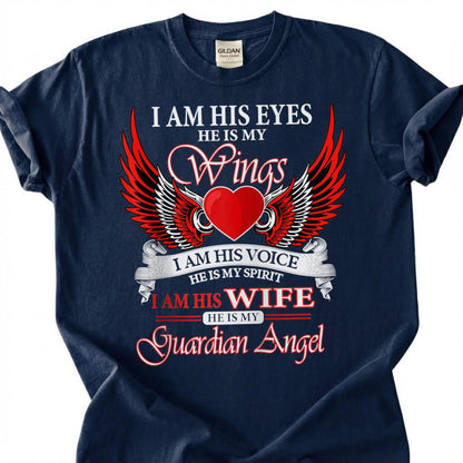 Guardian Angel Wife Shirt, Memorial Wings Heart Tee, Grieving Widow Tribute T-Shirt, Loving Husband Heaven Top, Lost Spouse Remembrance Gift