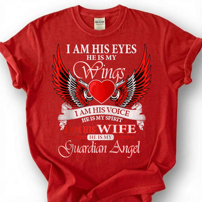 Guardian Angel Wife Shirt, Memorial Wings Heart Tee, Grieving Widow Tribute T-Shirt, Loving Husband Heaven Top, Lost Spouse Remembrance Gift
