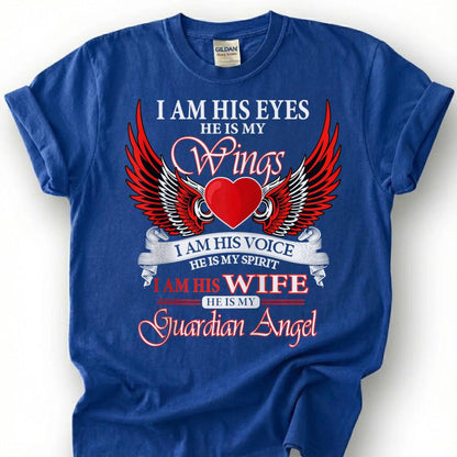 Guardian Angel Wife Shirt, Memorial Wings Heart Tee, Grieving Widow Tribute T-Shirt, Loving Husband Heaven Top, Lost Spouse Remembrance Gift