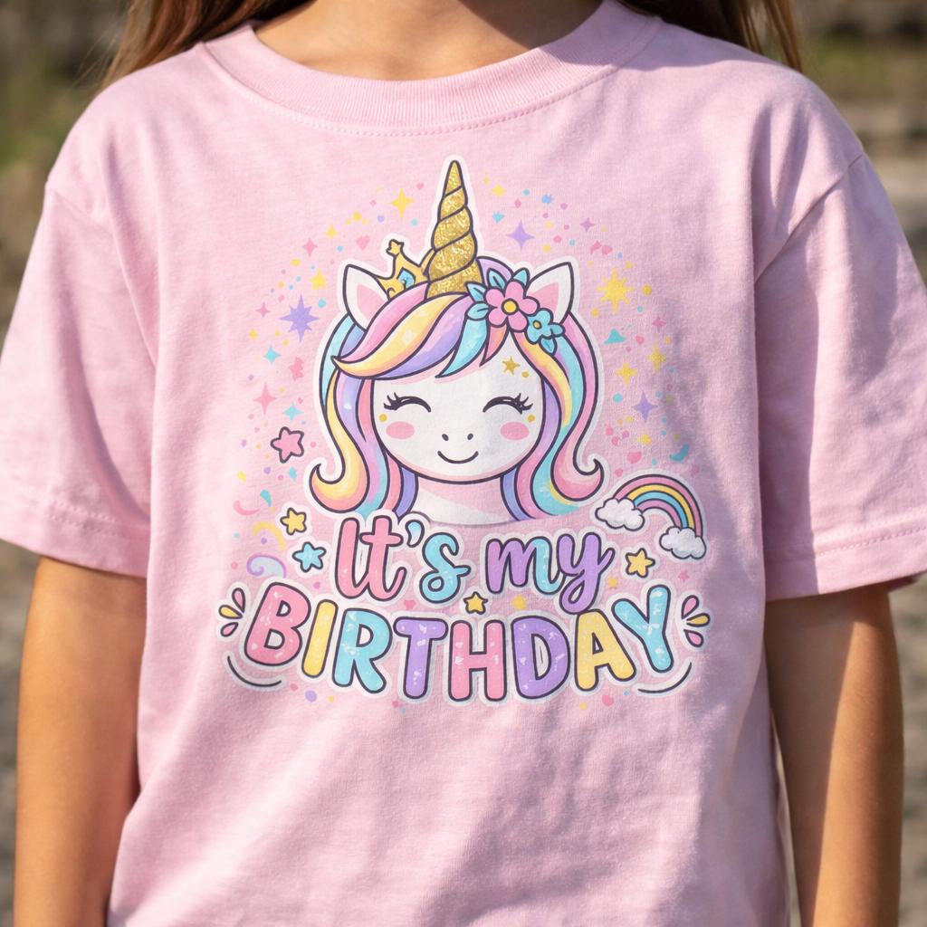 Birthday Unicorn Shirt for Girls, Cute Magical Birthday Tee, Rainbow Party Shirt for Kids, Pastel Birthday Outfit, Fun Birthday Girl Tee