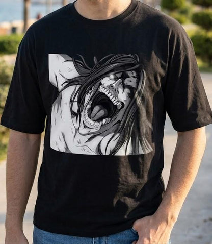 Titan Scream Anime T Shirt, Dark Manga Graphic Tee, Black Aesthetic Streetwear Shirt, Unisex Otaku Gift, Horror Anime Style Tee
